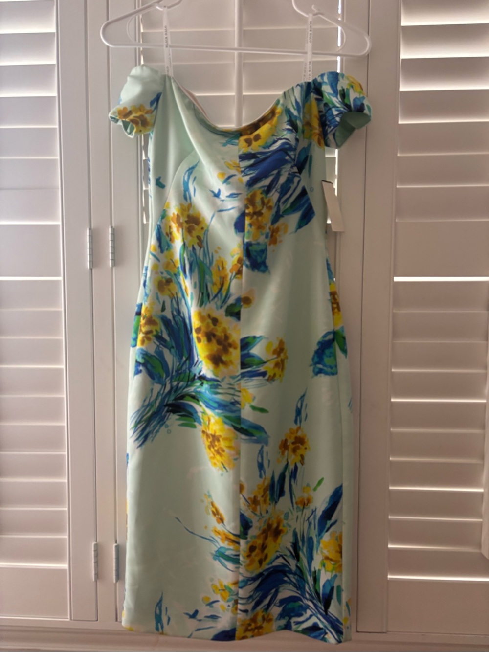 ALO Yoga One-Shoulder Floral Midi Dress in Mint, Yellow and Blue